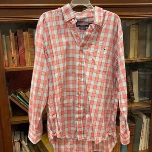Vineyard vines men’s L, Tucker shirt, 100% cotton, pink/blue check, button down